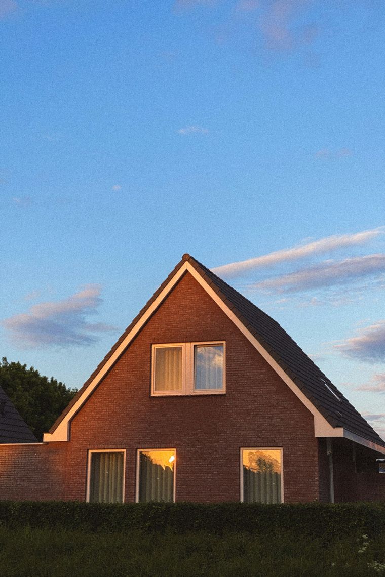Brick house in warm summer evening light